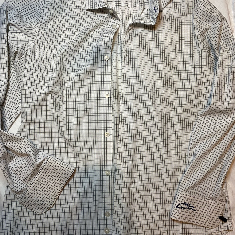 Mizzen+Main White and navy  Grid Shirt